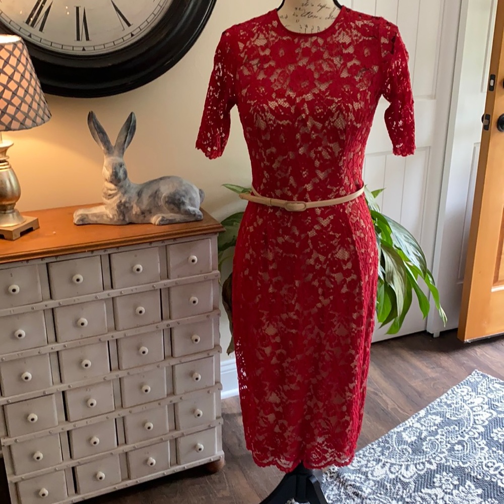 Maggie London formal lace dress.